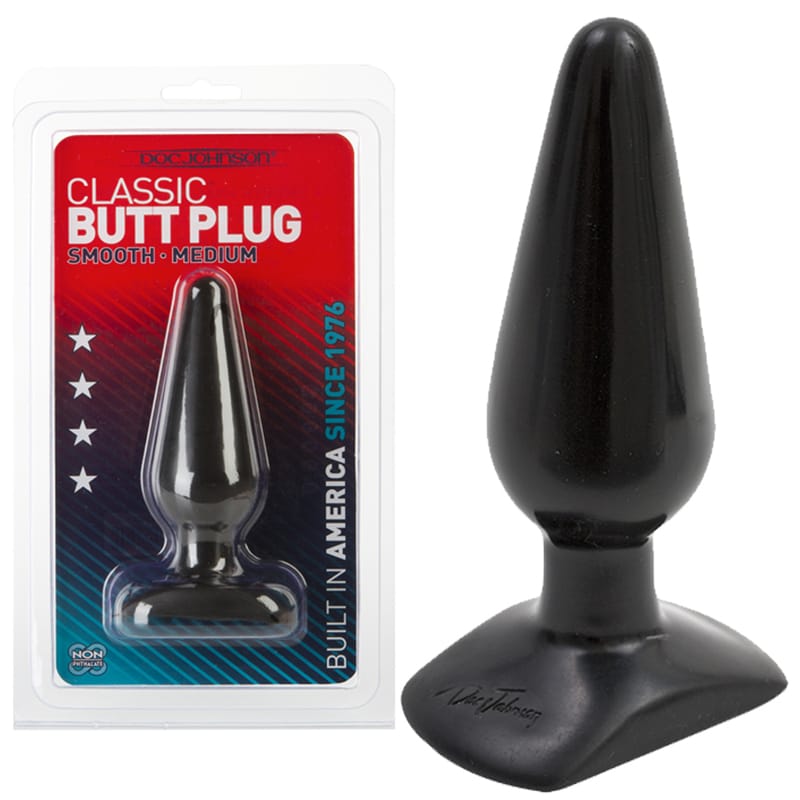 Doc Johnson Classic Butt Plug - Smooth Medium - Black
